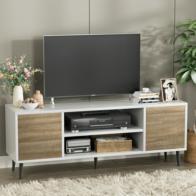 Furmax Mid-Century 2-Door TV Stand for TVs up to 65",