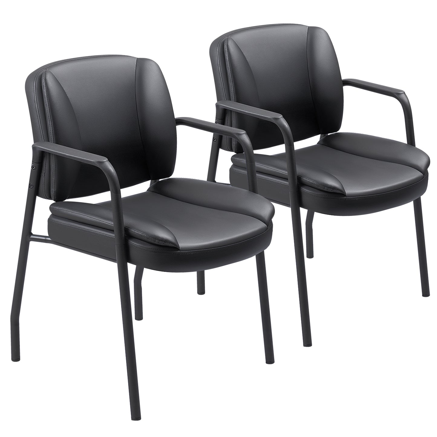 Furmax Office Reception Chairs Waiting Room Guest Chairs with Armrest Set of 2 (Black)