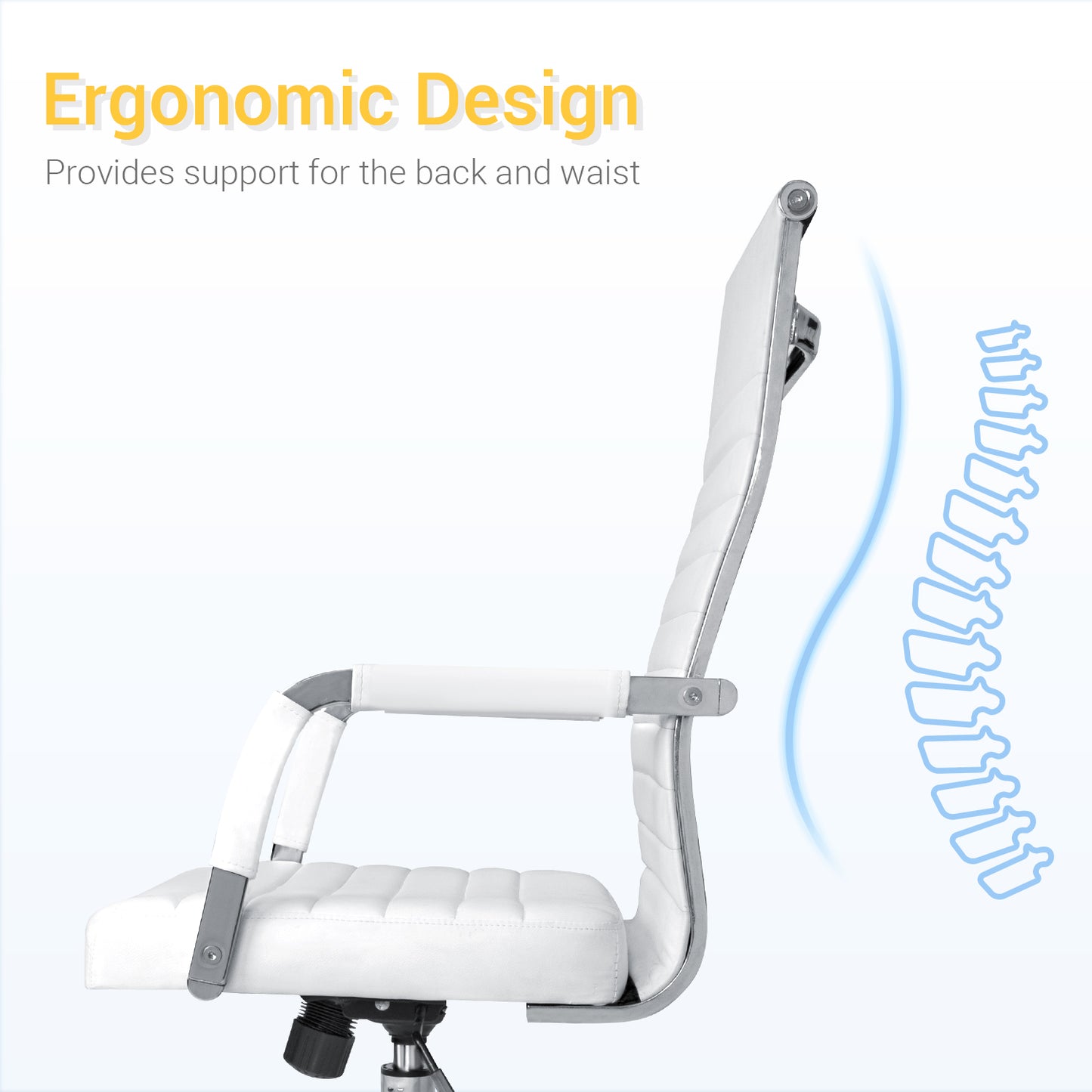 Furmax Ribbed Executive Chair with Swivel & Lumbar Support, 280 lb. Capacity