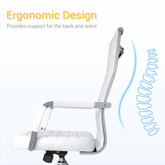 Furmax Ribbed Executive Chair with Swivel & Lumbar Support, 280 lb. Capacity