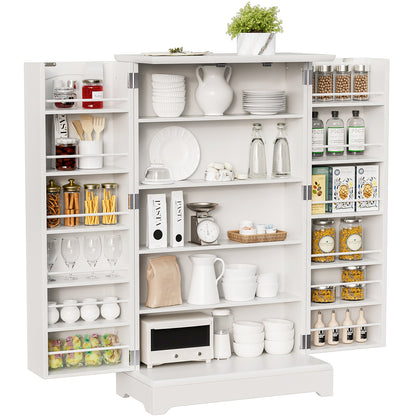 FURMAX Kitchen Pantry for Dining Room Living Room, Storage Cabinet with Doors and Adjustable Shelves 41" H x 23.6" W x 12" D ,White