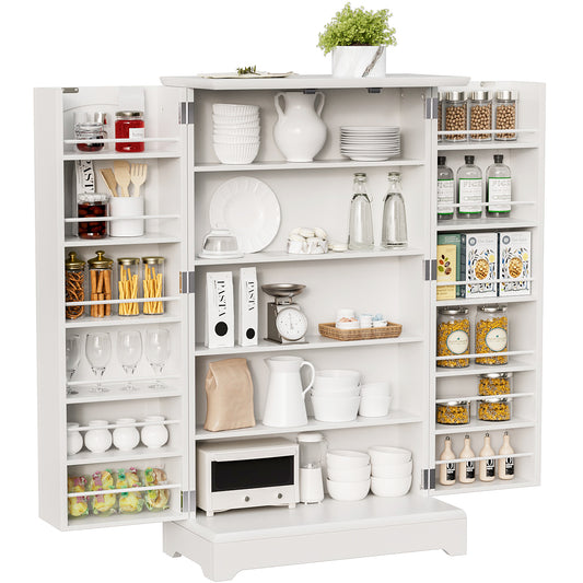 FURMAX Kitchen Pantry for Dining Room Living Room, Storage Cabinet with Doors and Adjustable Shelves 41" H x 23.6" W x 12" D ,White