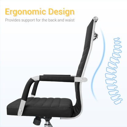 Furmax Ribbed Executive Chair with Swivel & Lumbar Support, 280 lb. Capacity