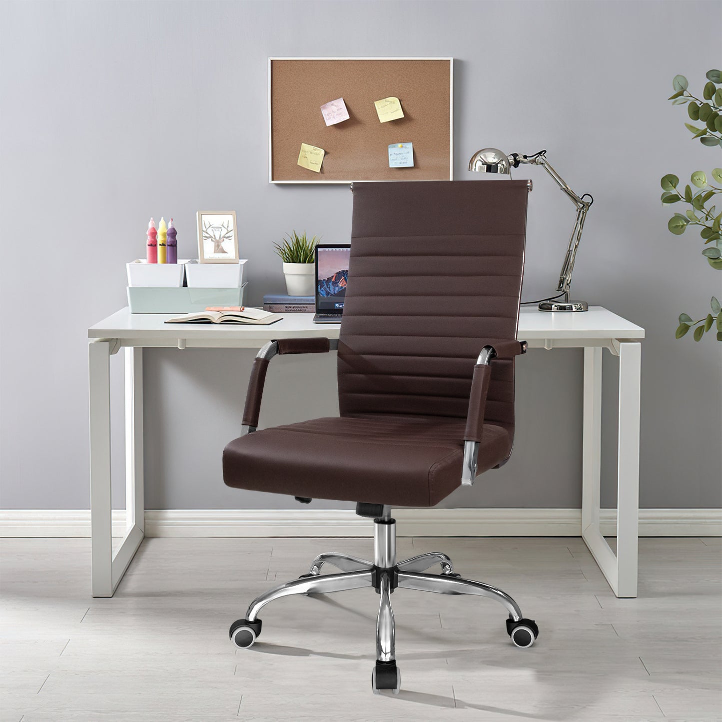 Furmax Ribbed Executive Chair with Swivel & Lumbar Support, 280 lb. Capacity