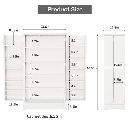 FURMAX Kitchen Pantry for Dining Room Living Room, Storage Cabinet with Doors and Adjustable Shelves 41" H x 23.6" W x 12" D ,White