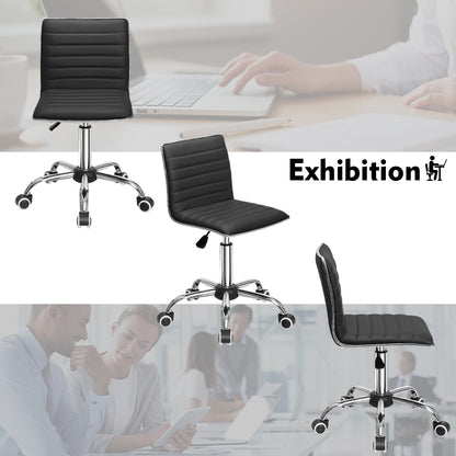 Furmax Mid Back Faux Leather Office Desk Computer Task Chair, with Armless