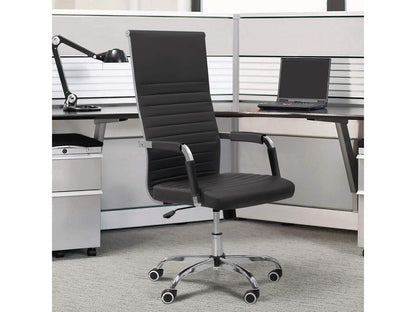Furmax Faux Leather Office Chair with Lumbar Support and Armrest, High-Back Swivel Conference Chair