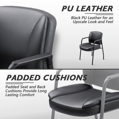 Furmax Office Reception Chairs Waiting Room Guest Chairs with Armrest Set of 2 (Black)