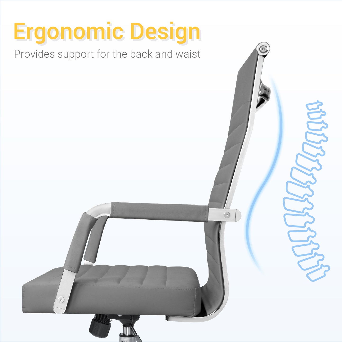 Furmax Ribbed Executive Chair with Swivel & Lumbar Support, 280 lb. Capacity