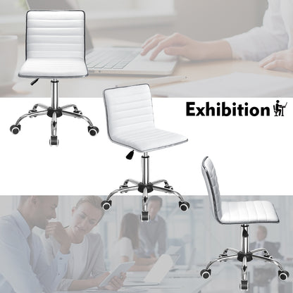 Furmax Mid Back Faux Leather Office Desk Computer Task Chair, with Armless