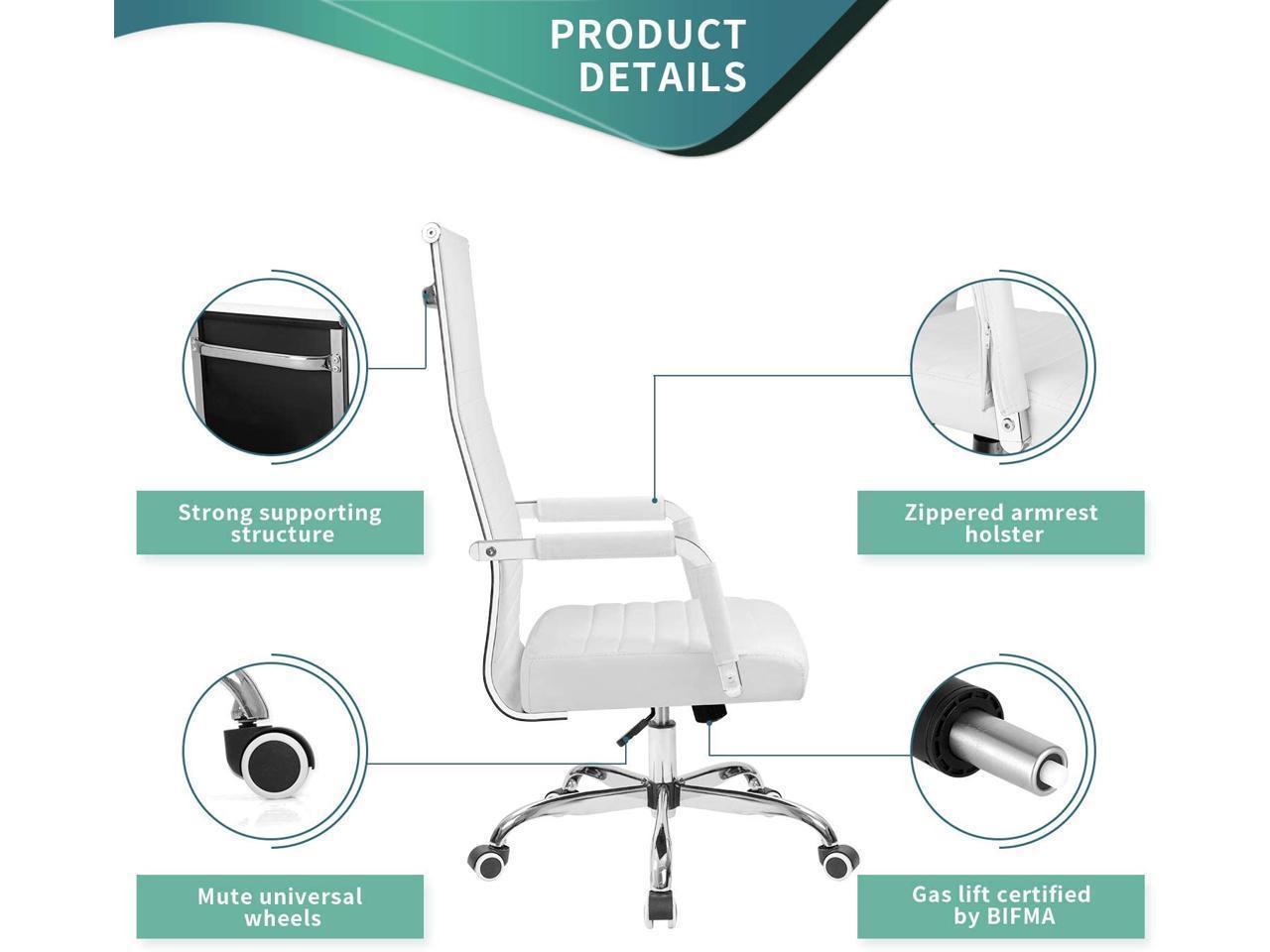 Furmax Faux Leather Office Chair with Lumbar Support and Armrest, High-Back Swivel Conference Chair
