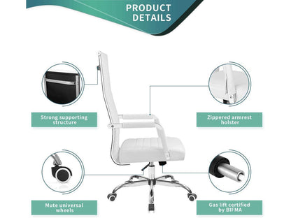 Furmax Faux Leather Office Chair with Lumbar Support and Armrest, High-Back Swivel Conference Chair