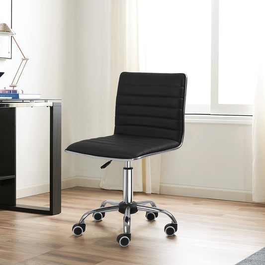 Furmax Mid Back Faux Leather Office Desk Computer Task Chair, with Armless
