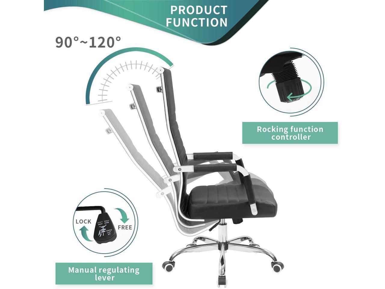 Furmax Faux Leather Office Chair with Lumbar Support and Armrest, High-Back Swivel Conference Chair