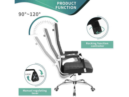 Furmax Faux Leather Office Chair with Lumbar Support and Armrest, High-Back Swivel Conference Chair
