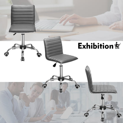 Furmax Mid Back Faux Leather Office Desk Computer Task Chair, with Armless