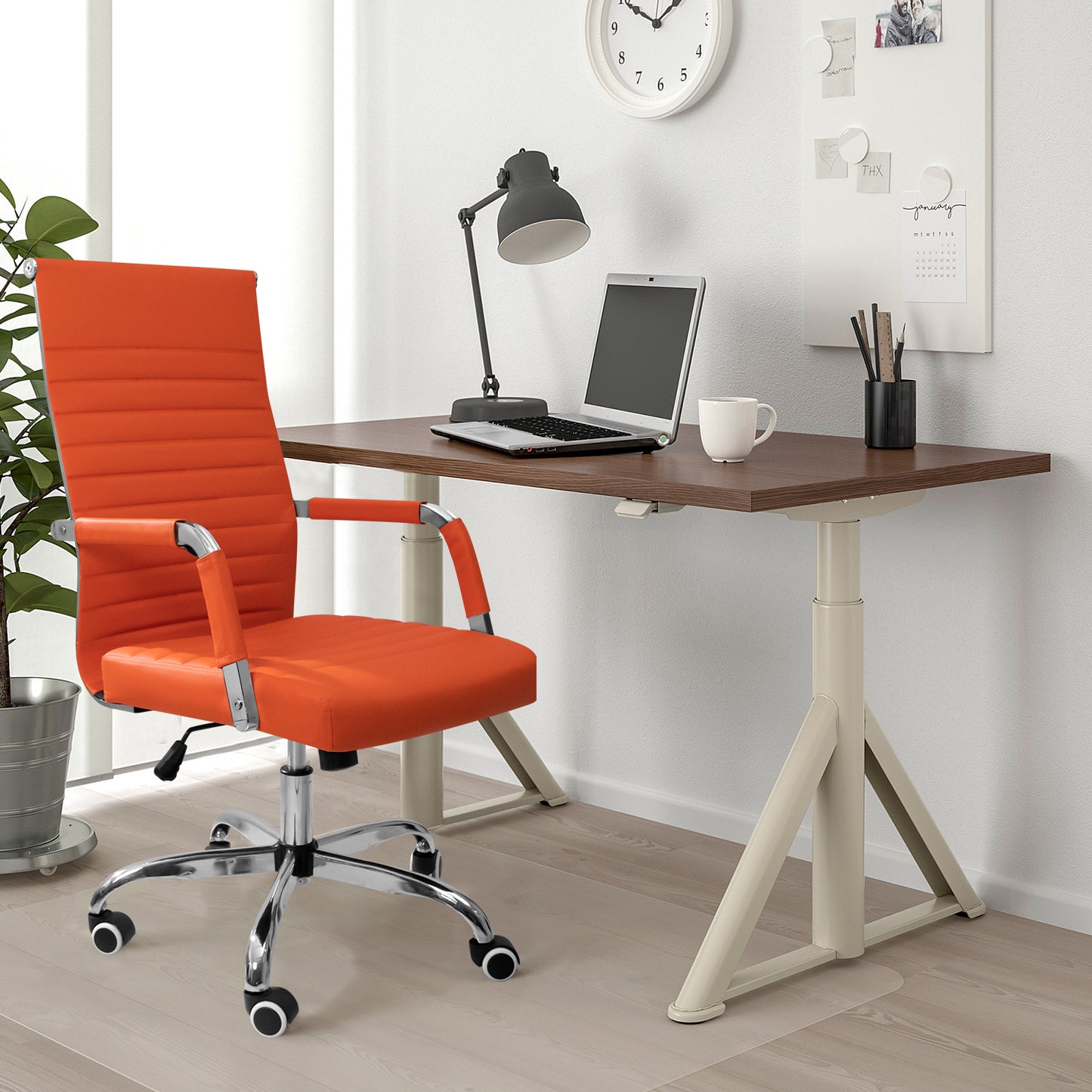 Furmax Ribbed Executive Chair with Swivel & Lumbar Support, 280 lb. Capacity