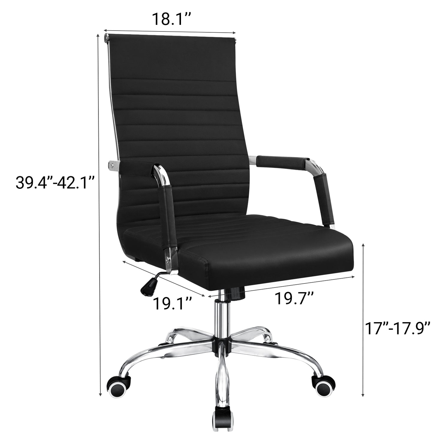 Furmax Ribbed Executive Chair with Swivel & Lumbar Support, 280 lb. Capacity