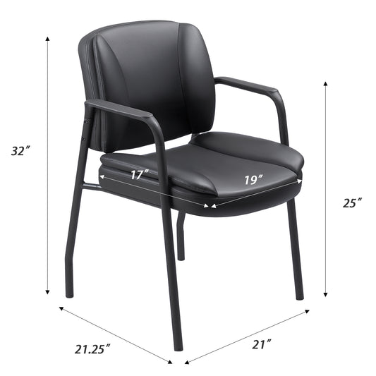Furmax Office Reception Chairs Waiting Room Guest Chairs with Armrest Set of 2 (Black)
