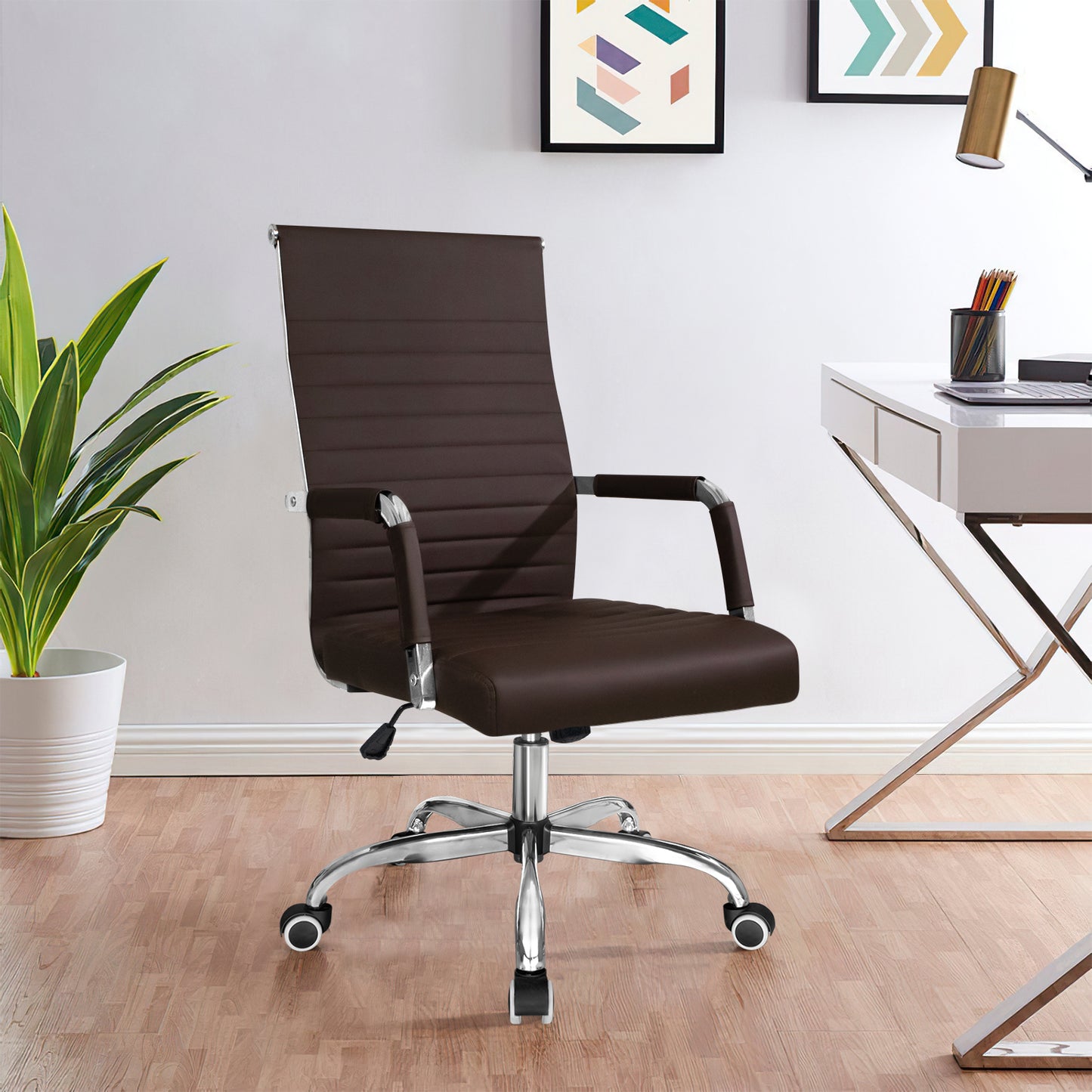 Furmax Ribbed Executive Chair with Swivel & Lumbar Support, 280 lb. Capacity