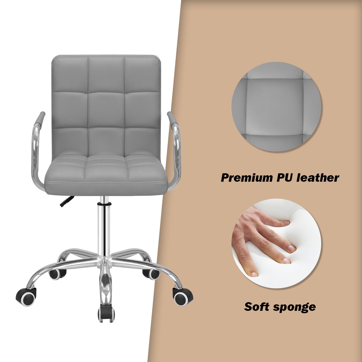 Furmax Task Chair with Swivel & Adjustable Height, 260 lb. Capacity