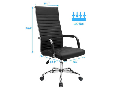 Furmax Faux Leather Office Chair with Lumbar Support and Armrest, High-Back Swivel Conference Chair