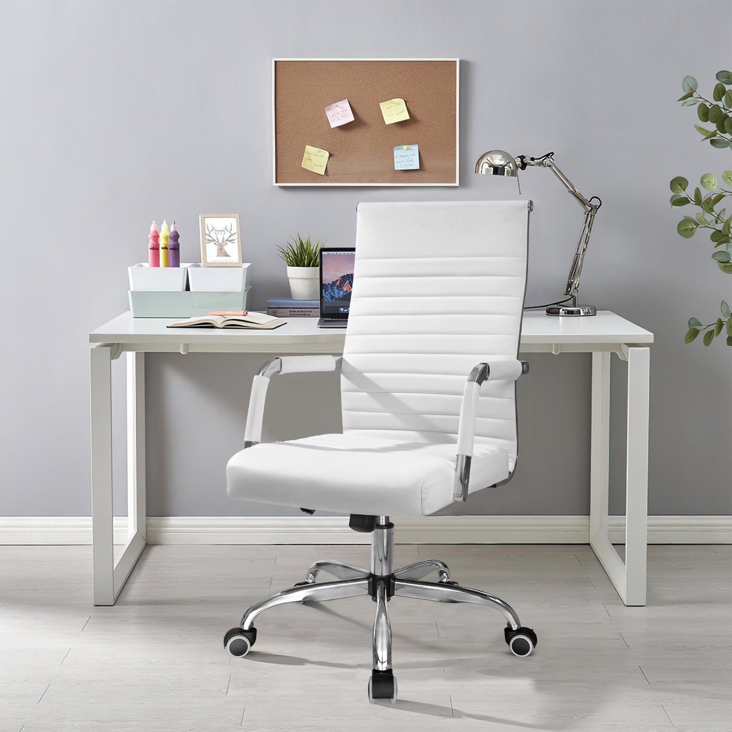 Furmax Ribbed Executive Chair with Swivel & Lumbar Support, 280 lb. Capacity