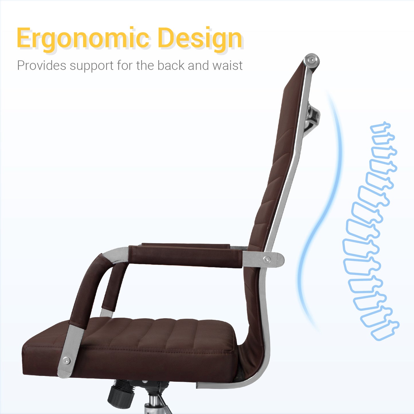 Furmax Ribbed Executive Chair with Swivel & Lumbar Support, 280 lb. Capacity