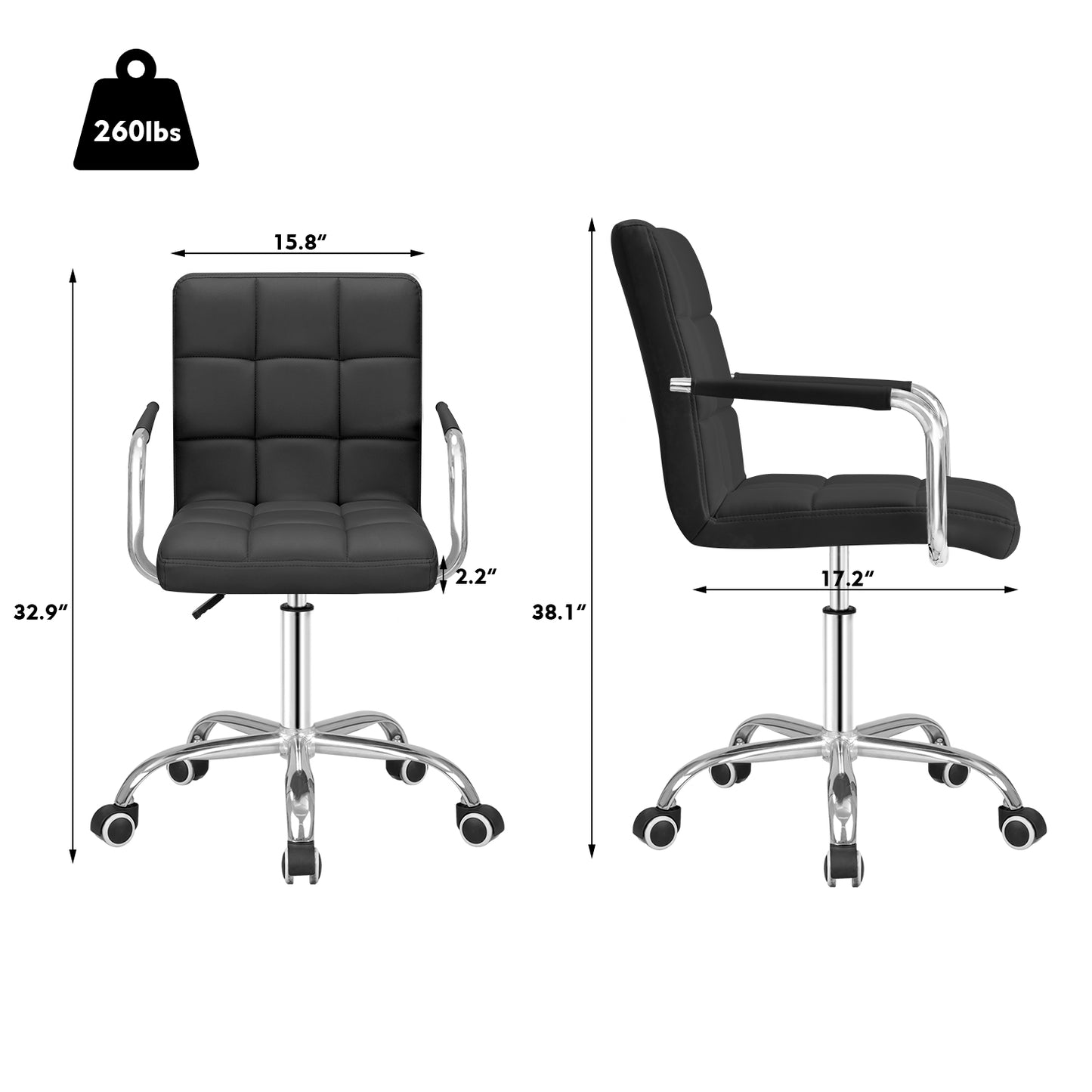 Furmax Task Chair with Swivel & Adjustable Height, 260 lb. Capacity