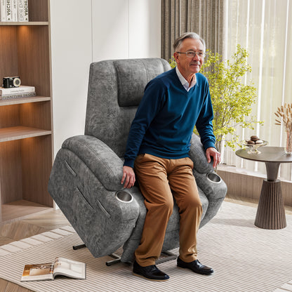 Furmax Power Lift Leathaire Fabric Recliner Chair Massage Recliner Sofa for Bedroom