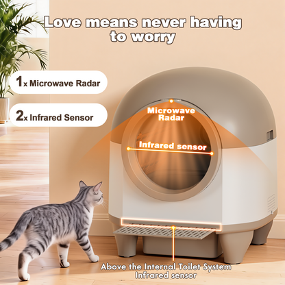 Furmax Self Cleaning cat Litter Box with Mat,Automatic Cat Litter Box for Multiple Cats with Safety Protection and App Control,A Complimentary Garbage Bag