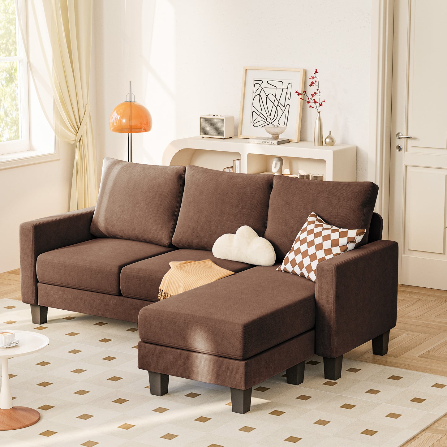 Furmax 70" Convertible Sectional Sofa Couch 3-Seat L-Shaped Small Sofa Couch with Reversible Chaise for Small Living Room, Apartment and Small Space