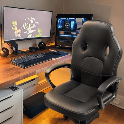 Furmax Faux Leather Gaming Chair Mid-Back Video Game Chair with Lumbar Support