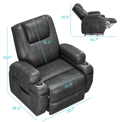 Furmax Power Lift Leathaire Fabric Recliner Chair Massage Recliner Sofa for Bedroom