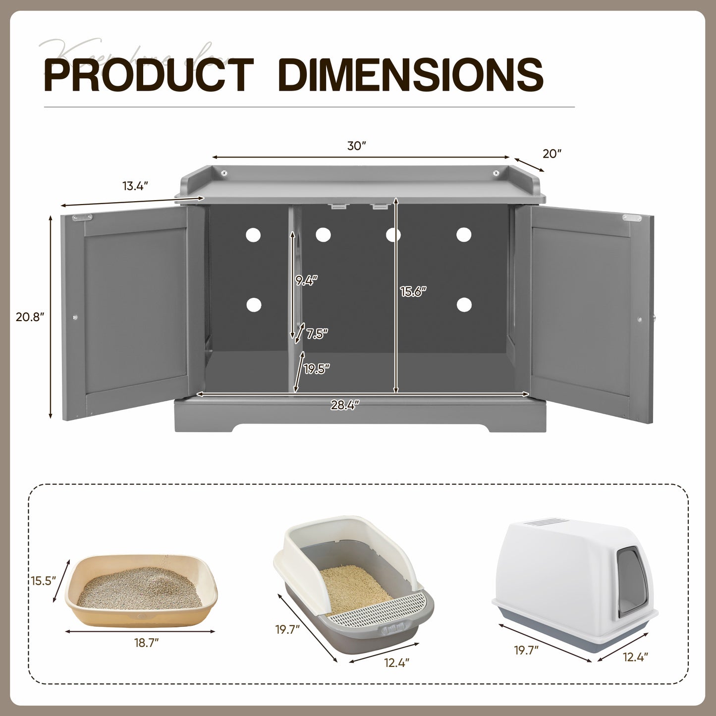 Furmax Hidden Litter Box with Removable Divider Multi-Functional Cat Litter Box Enclosed Cat Washroom Furniture