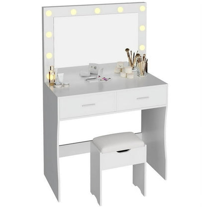 Furmax Makeup Vanity Table Set with Lights and Mirror Vanity Desk with Drawer and Chair
