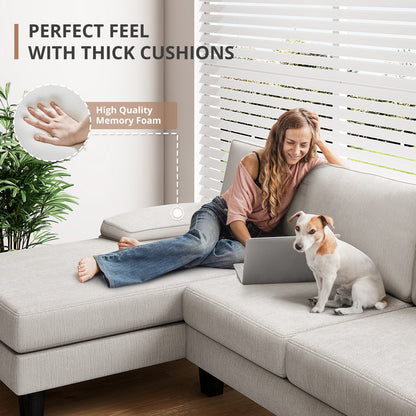 Furmax U-Shaped Sectional Sofa with Chaise, 4 Seats Chenille Fabric Sofa for Living room
