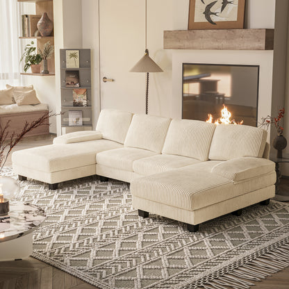 Furmax U Shaped Sectional Sofa Couch with Double Chaise for Apartments