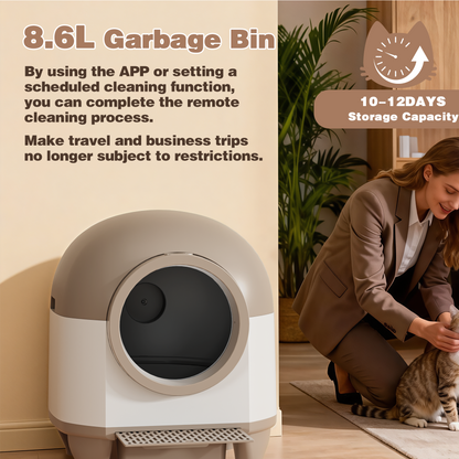 Furmax Self Cleaning cat Litter Box with Mat,Automatic Cat Litter Box for Multiple Cats with Safety Protection and App Control,A Complimentary Garbage Bag