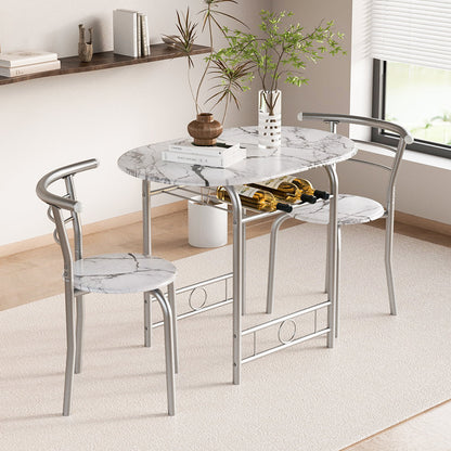 Furmax 3 Piece Wood and Metal Dining set, Small dining table for 2 ,for Living Room, Dining Room, Kitchen