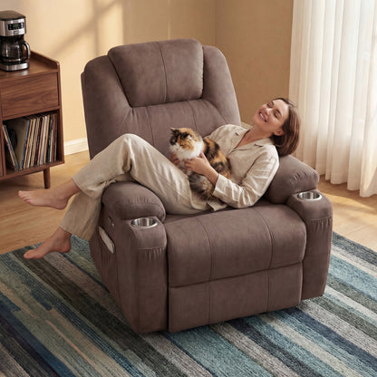 Furmax 360° Massage Swivel Rocker Recliner Single Manual Reclining Chair Sofa Modern Small Recliner Chair for Living Room,Nursery
