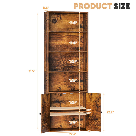 Furmax 4 Shelf Wood Bookcase for Living Room Small Modern Farmhouse