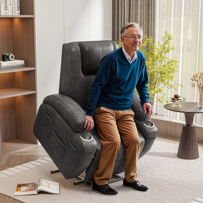 Furmax Power Lift Leathaire Fabric Recliner Chair Massage Recliner Sofa for Bedroom