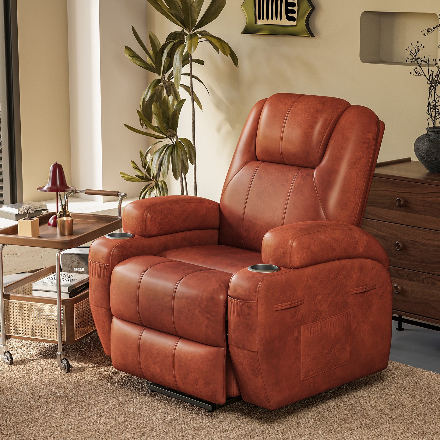 Furmax Power Lift Leathaire Fabric Recliner Chair Massage Recliner Sofa for Bedroom