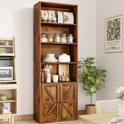 Furmax 4 Shelf Wood Bookcase for Living Room Small Modern Farmhouse
