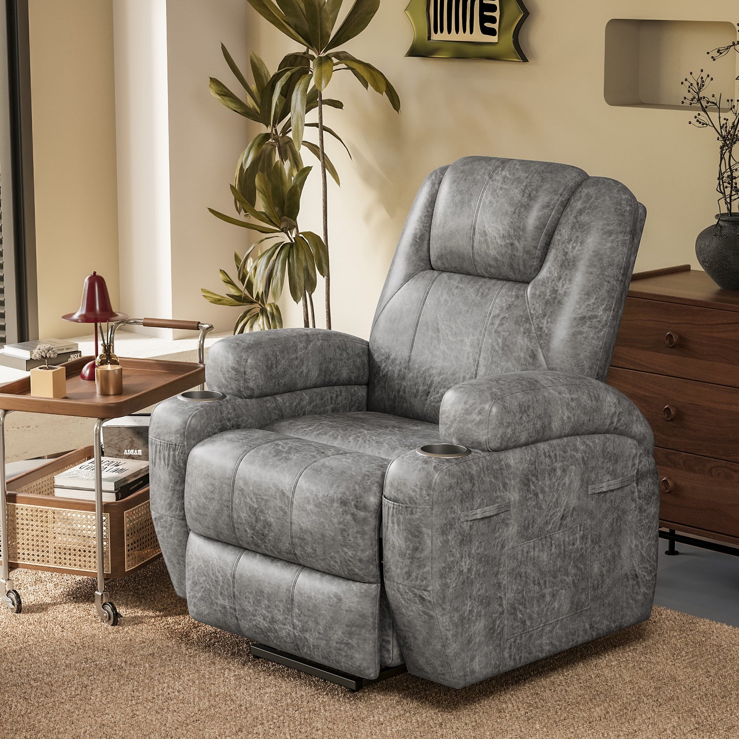 Furmax Power Lift Leathaire Fabric Recliner Chair Massage Recliner Sofa for Bedroom
