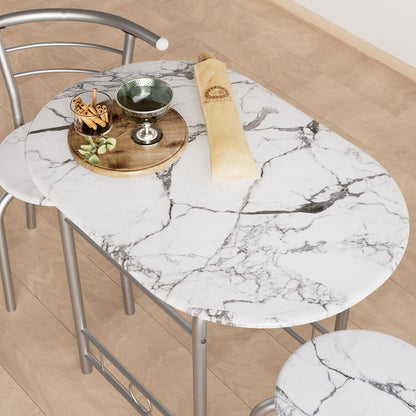 Furmax 3 Piece Wood and Metal Dining set, Small dining table for 2 ,for Living Room, Dining Room, Kitchen