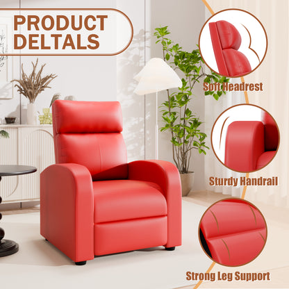 Furmax Recliner Chair Pu Leather Single Sofa Home Theater Recliners with Lumbar Support for Living Room