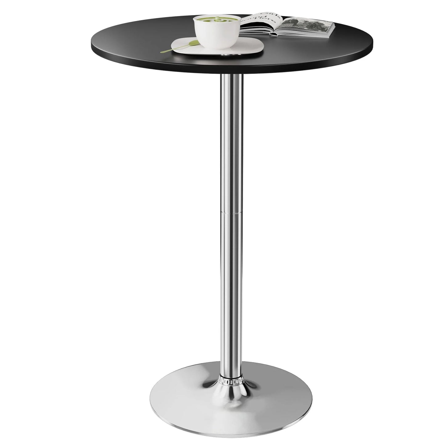 Furmax 1 Piece Round 23.85”Pub Dining Table Black, Bar Table for Kitchen, Bar & Living Room