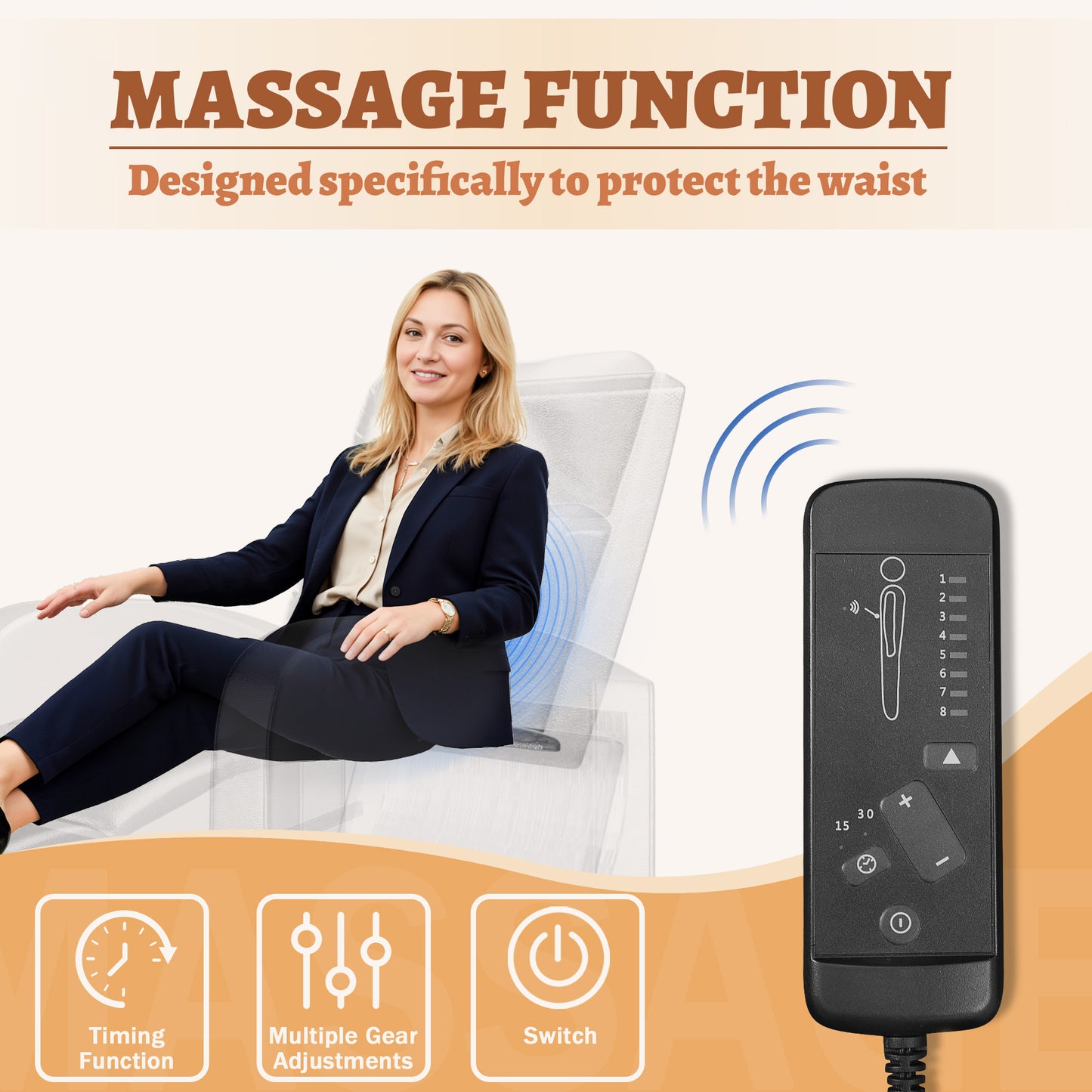 Furmax Recliner Chair Pu Leather Single Sofa Home Theater Recliners with 2 Point Massage Function for Living Room